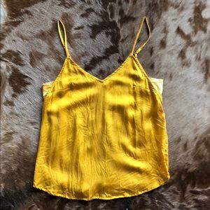 ANTHROPOLOGIE YELLOW SILK TOP SZ SMALL